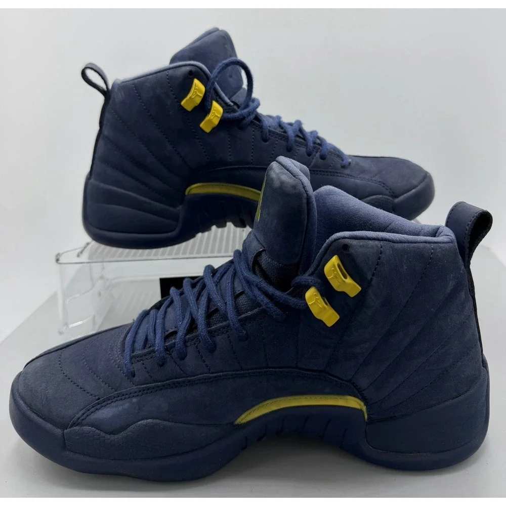 Nike Air Jordan 12 Retro Michigan BQ3180-407 Blue Yellow Mens Size 9